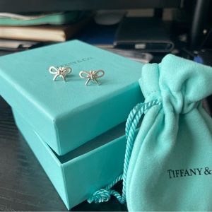 Tiffany & co bow stud earrings - like new!